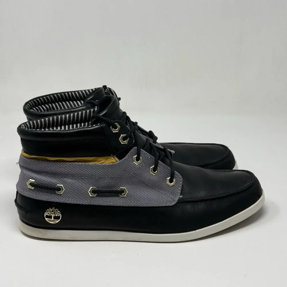 Timberland Newmarket Chukka Boots Mens 12 Black Leather Lace Up Preppy Casual